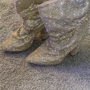 Gold Rhinestone Women's Boots